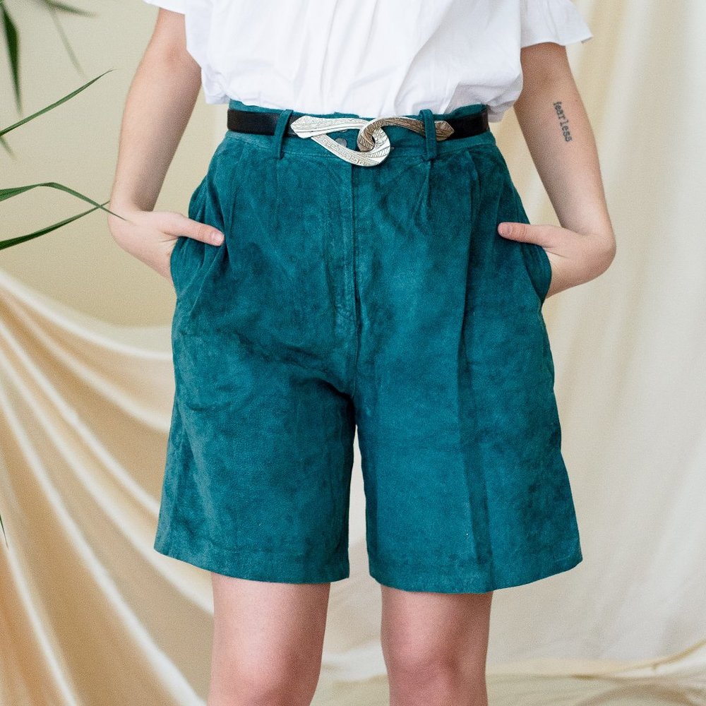 Suede Teal Vintage Shorts